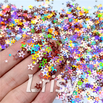 6mm Holographic Hazy Pink Hollow Out Star Shaped Glitter LB0911