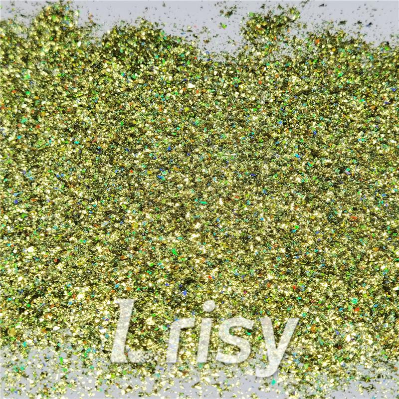 2x2 Glitter Holo Shards (Flakes) Holographic Pigment Golden Green Glitter Solvent Resistant SLG007