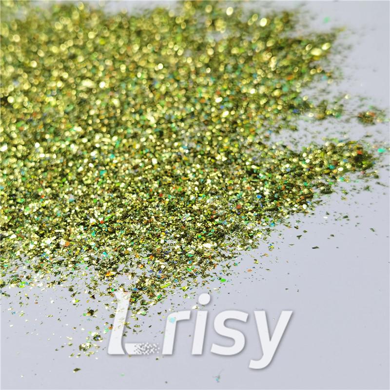2x2 Glitter Holo Shards (Flakes) Holographic Pigment Golden Green Glitter Solvent Resistant SLG007
