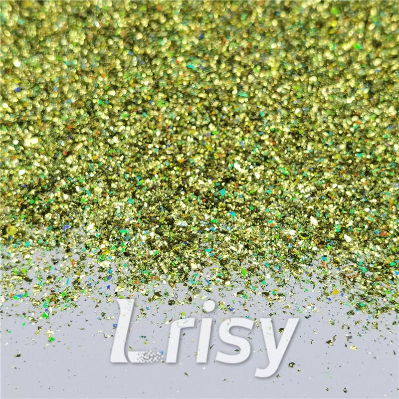 2x2 Glitter Holo Shards (Flakes) Holographic Pigment Golden Green Glitter Solvent Resistant SLG007