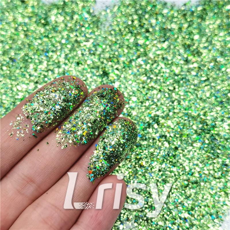 2x2 Glitter Holo Shards (Flakes) Holographic Pigment Grass Green Glitter Solvent Resistant SLG008