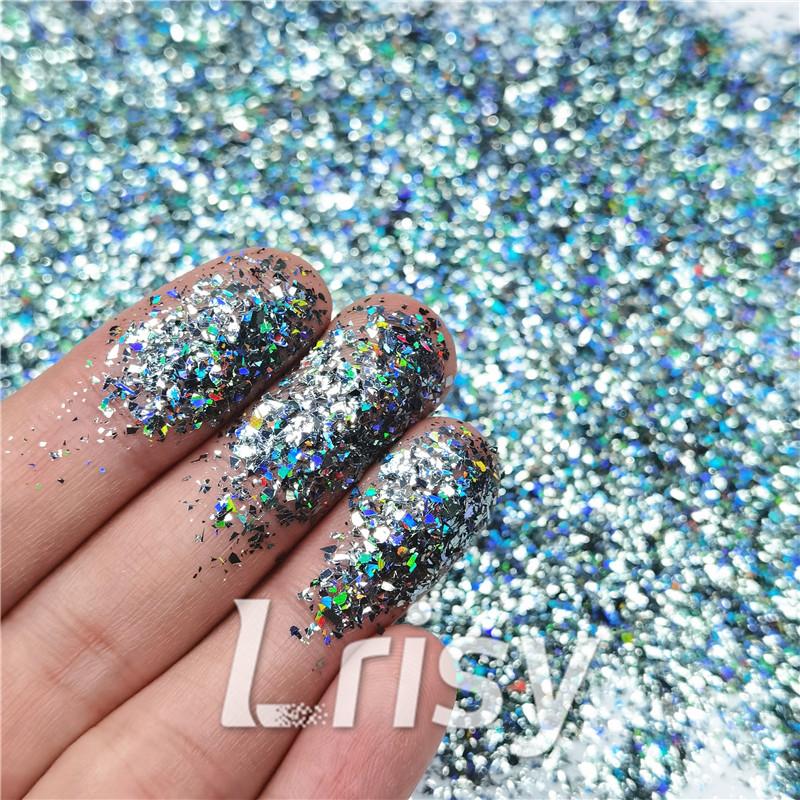 2x2 Glitter Holo Shards (Flakes) Holographic Pigment Dark Grey Glitter Solvent Resistant SLG011