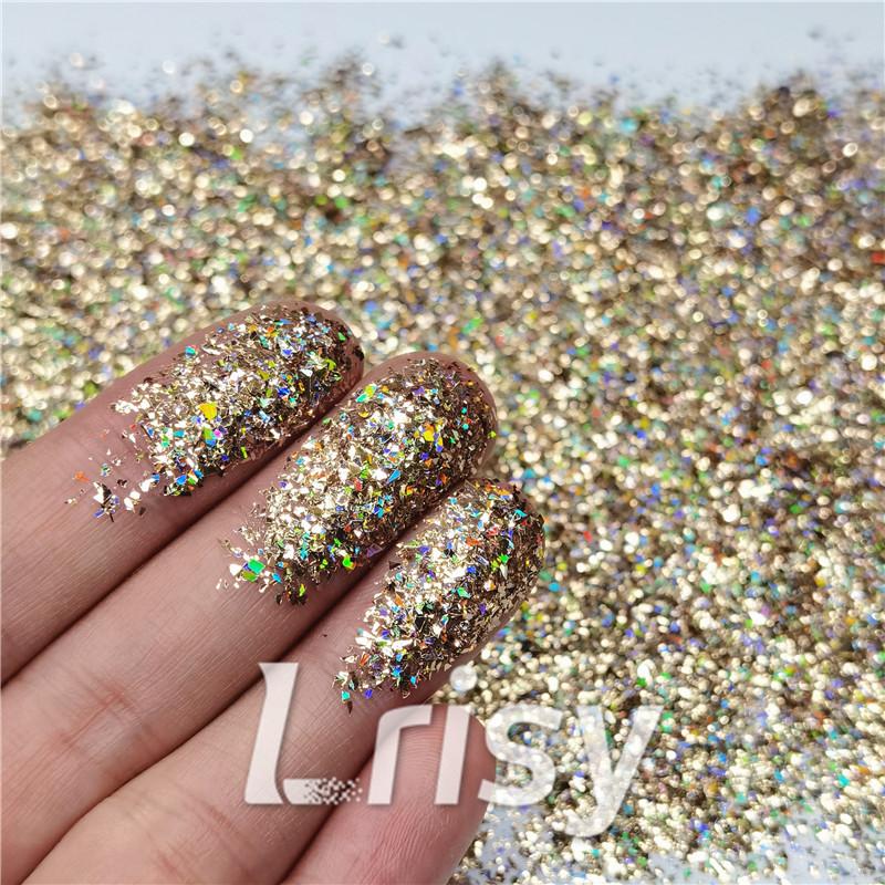 2x2 Glitter Holo Shards (Flakes) Holographic Pigment Sand Gold Glitter Solvent Resistant SLG002