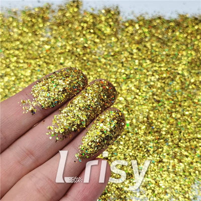2x2 Glitter Holo Shards (Flakes) Holographic Pigment Gold Glitter Solvent Resistant SLG003