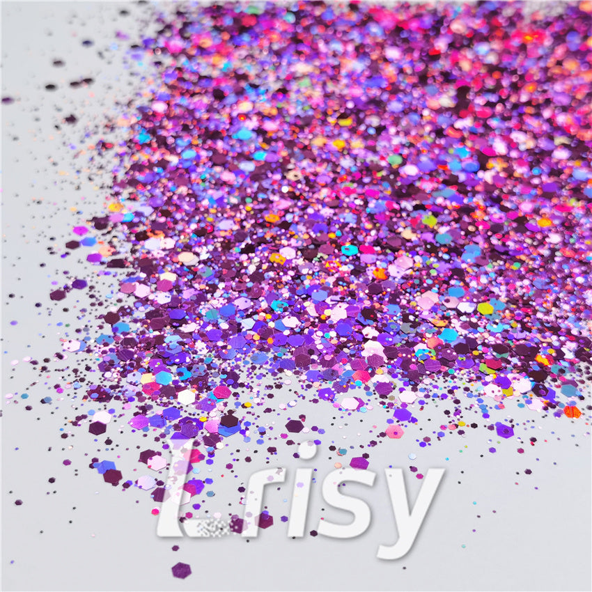 General Mixed Holographic Pink Glitter Hexagon Shaped LB0901