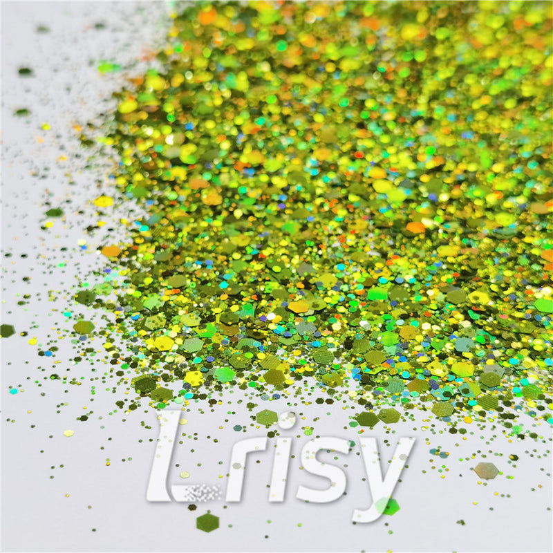 General Mixed Holographic Grass Green Glitter Hexagon Shaped LB0601