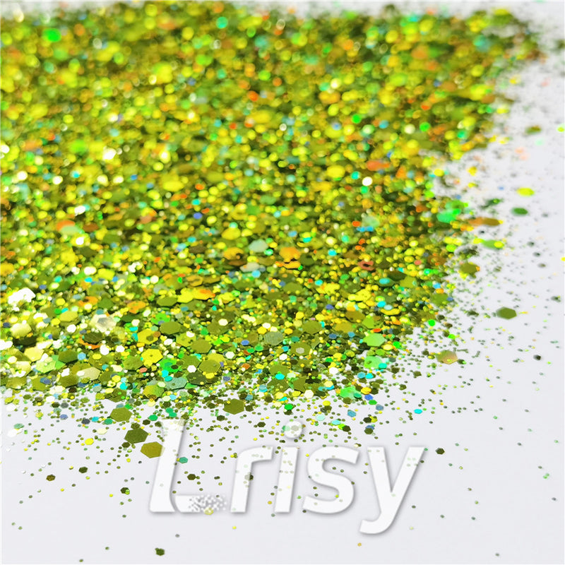 General Mixed Holographic Grass Green Glitter Hexagon Shaped LB0601