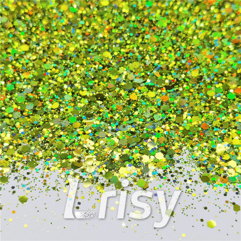 General Mixed Holographic Grass Green Glitter Hexagon Shaped LB0601