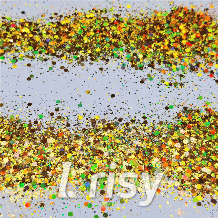 General Mixed Holographic Red Gold Glitter Hexagon Shaped LB0200