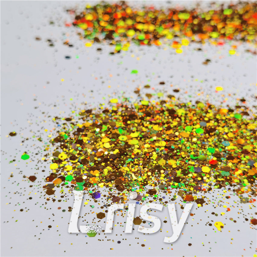 General Mixed Holographic Red Gold Glitter Hexagon Shaped LB0200