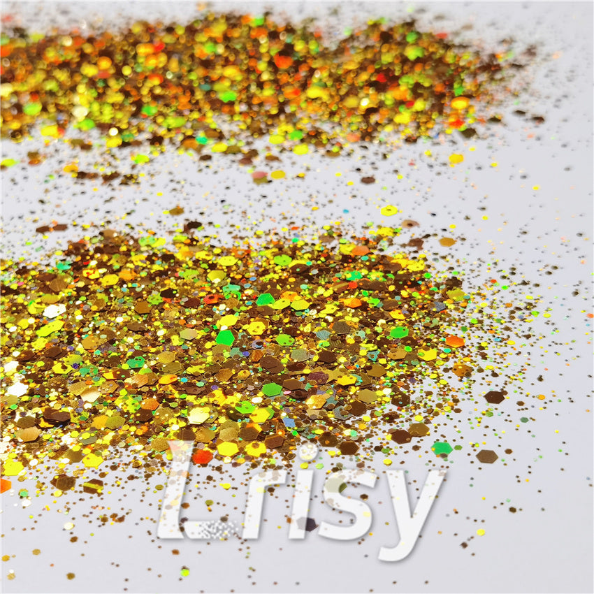 General Mixed Holographic Red Gold Glitter Hexagon Shaped LB0200