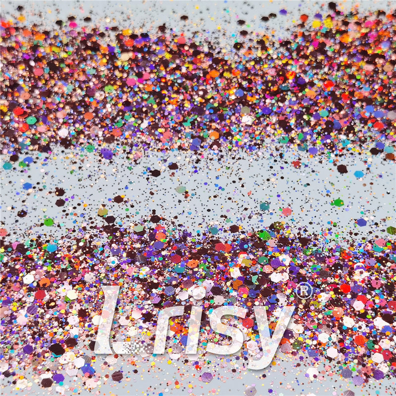 General Mixed Holographic Hazy Pink Glitter Hexagon Shaped LB0911