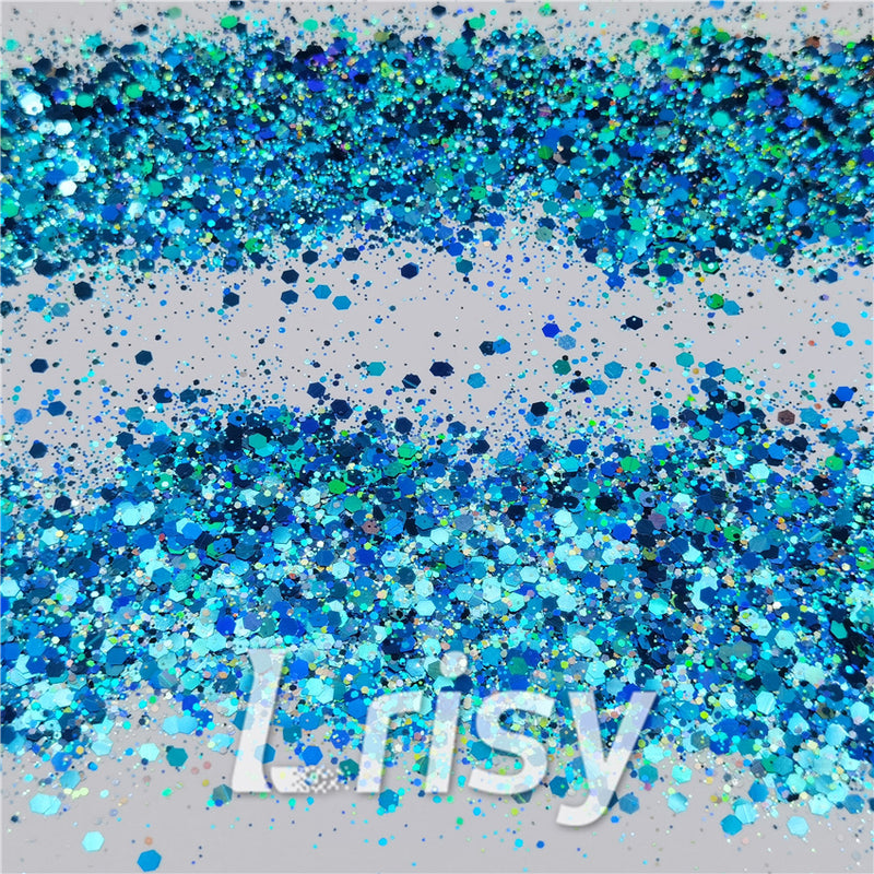 General Mixed Holographic Sky Blue Glitter Hexagon Shaped LB0700