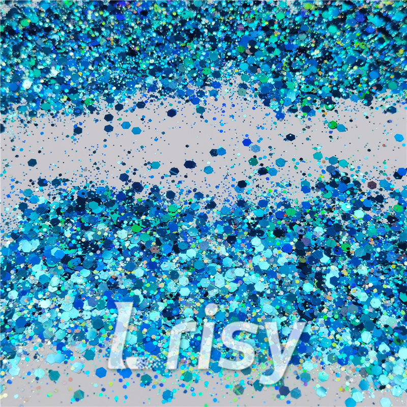 General Mixed Holographic Sky Blue Glitter Hexagon Shaped LB0700