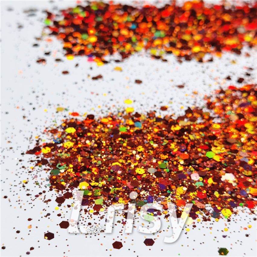 General Mixed Holographic Copper Glitter Hexagon Shaped LB0401