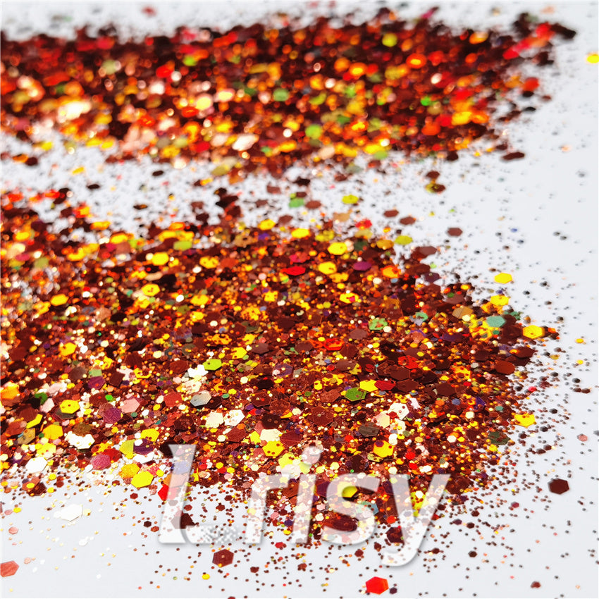 General Mixed Holographic Copper Glitter Hexagon Shaped LB0401