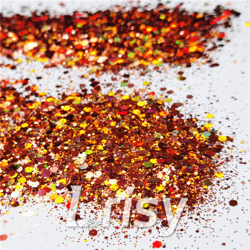 General Mixed Holographic Copper Glitter Hexagon Shaped LB0401