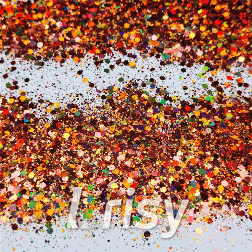 General Mixed Holographic Copper Glitter Hexagon Shaped LB0401