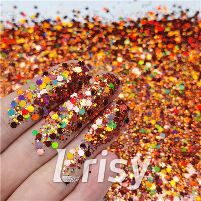 General Mixed Holographic Copper Glitter Hexagon Shaped LB0401
