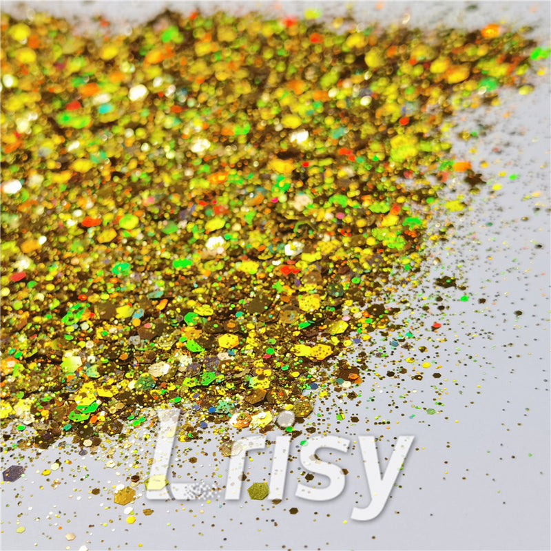 General Mixed Holographic Gold Glitter Hexagon Shaped LB0210