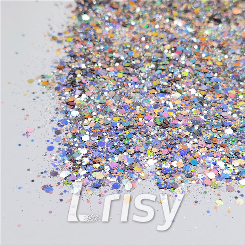 General Mixed Iridescent Phantom Silver Glitter C-BSL001