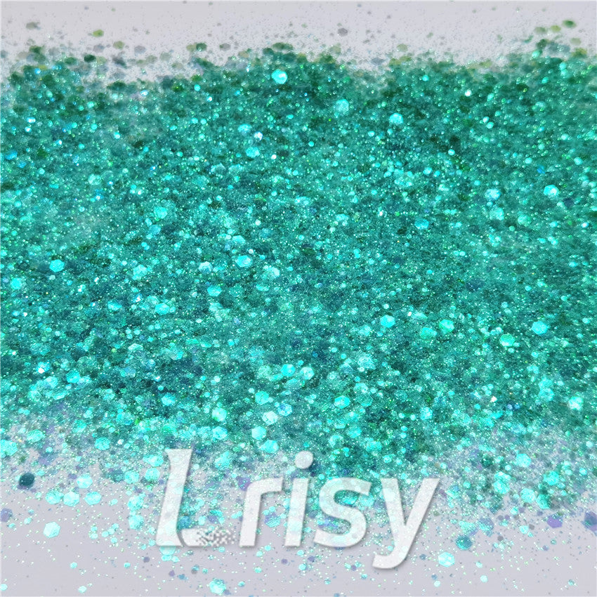 General Mixed Iridescent Translucent Green Glitter C020
