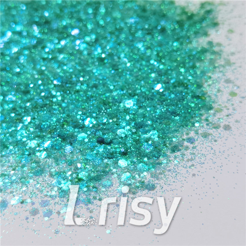 General Mixed Iridescent Translucent Green Glitter C020
