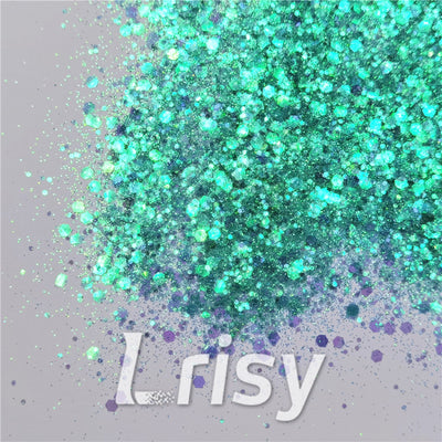 General Mixed Iridescent Translucent Green Glitter C020