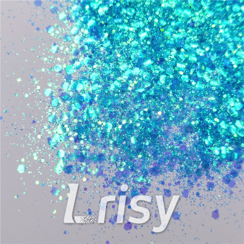 General Mixed Iridescent Translucent Blue Glitter C011