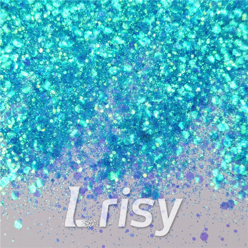General Mixed Iridescent Translucent Blue Glitter C011