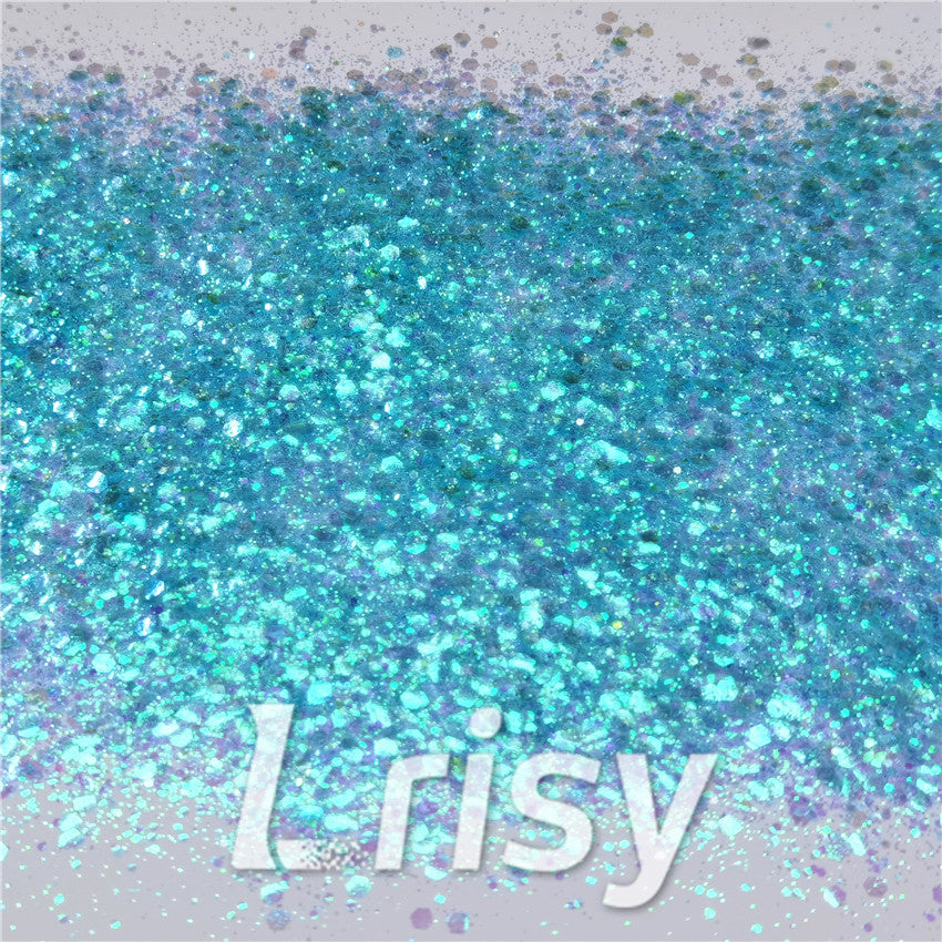 General Mixed Iridescent Translucent Blue Glitter C007