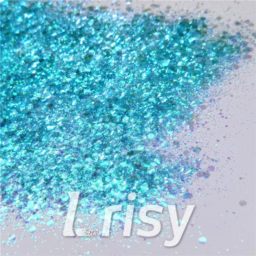 General Mixed Iridescent Translucent Blue Glitter C007