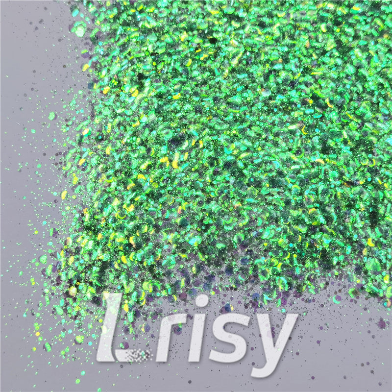 General Mixed Iridescent Translucent Green Glitter C013
