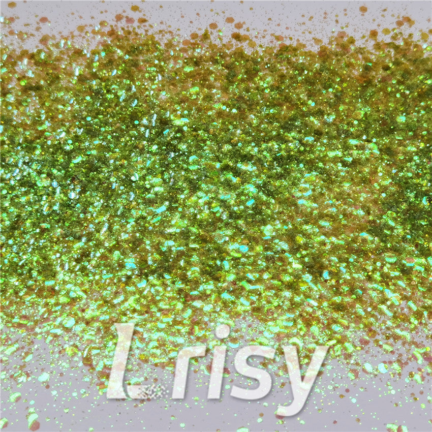 General Mixed Iridescent Translucent Green Glitter C010
