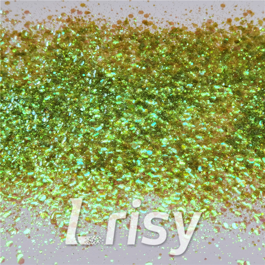 General Mixed Iridescent Translucent Green Glitter C010