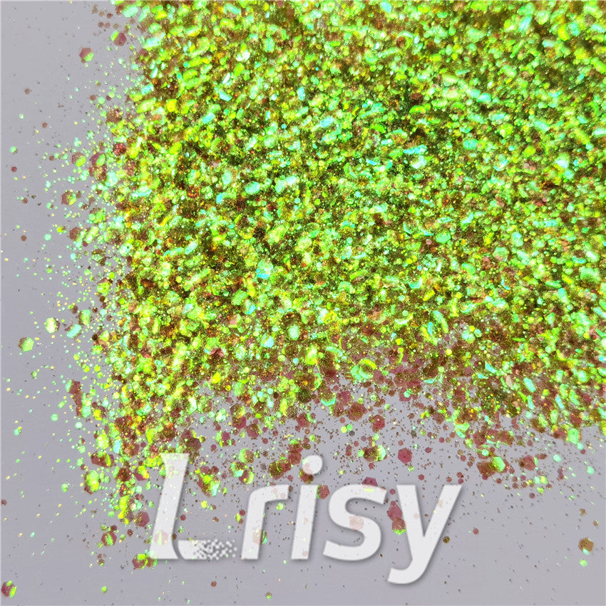 General Mixed Iridescent Translucent Green Glitter C010