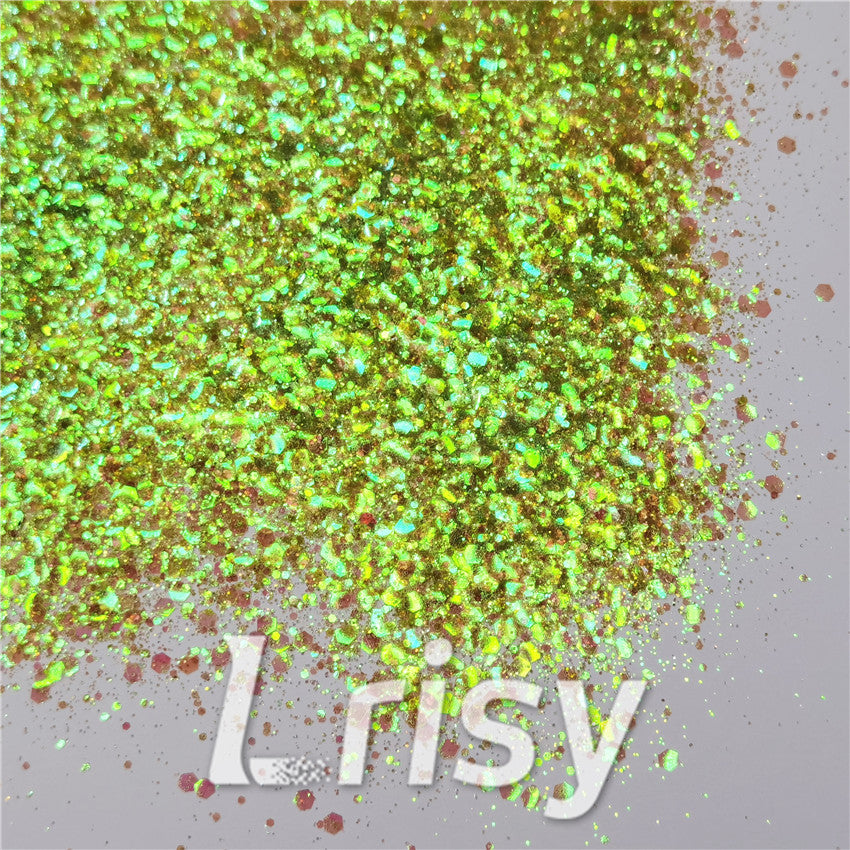 General Mixed Iridescent Translucent Green Glitter C010