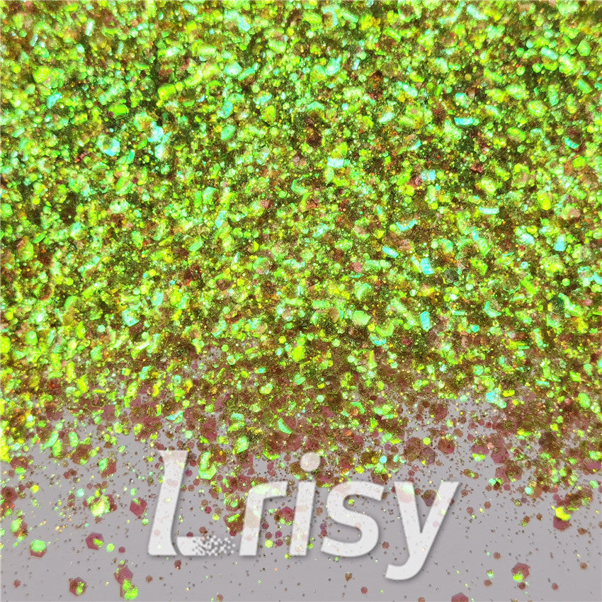General Mixed Iridescent Translucent Green Glitter C010
