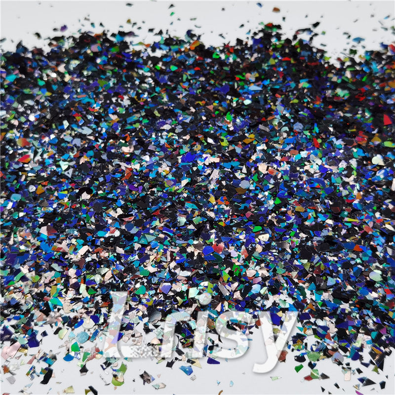 Holographic Black Cellophane Glitter Flakes Holo Shards LB01000 4x4