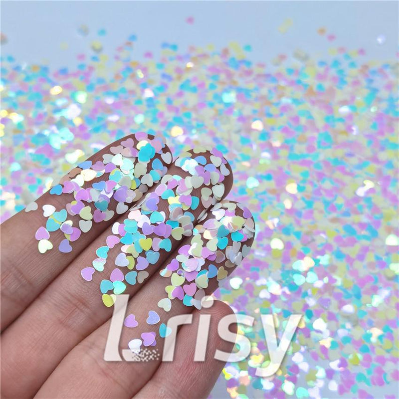 3mm Heart Shapes Rainbow Mixed Glitter C022R