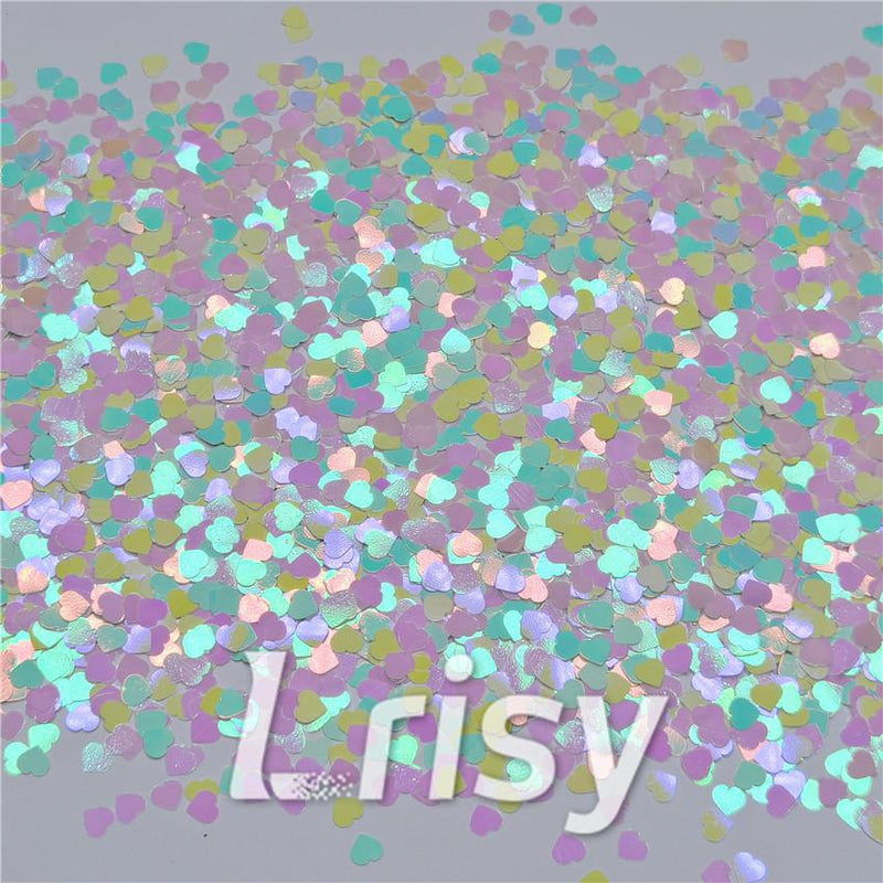 4mm Heart Shapes Rainbow Mixed Glitter C022R