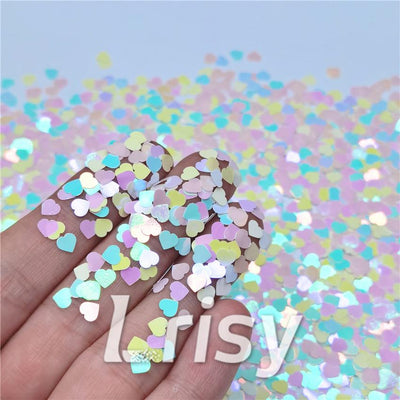 4mm Heart Shapes Rainbow Mixed Glitter C022R