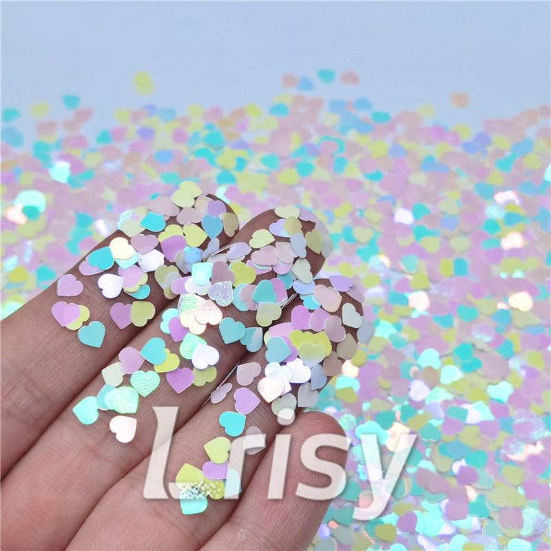 4mm Heart Shapes Rainbow Mixed Glitter C022R