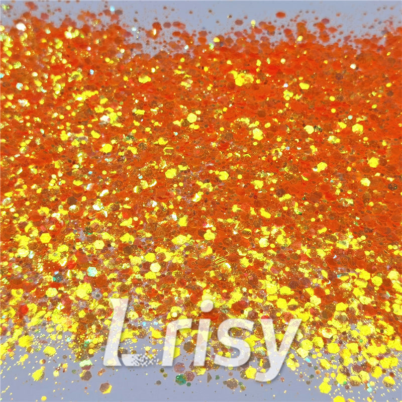 General Mixed Fluorescent Orange High Brightness Glitter FC335