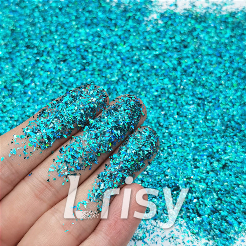 Holographic Lake Blue Cellophane Holo Shards Confetti Glitter LB0701 2x2