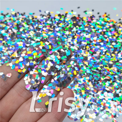 Holographic Silver Rectangle Shaped Glitter LB0100