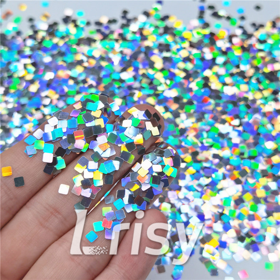 Holographic Silver Square Shaped Glitter LB0100