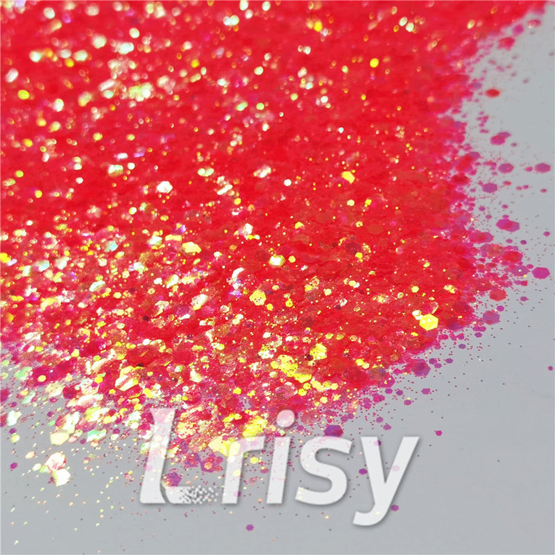 General Mixed Fluorescent Reddish Orange High Brightness Glitter FC334