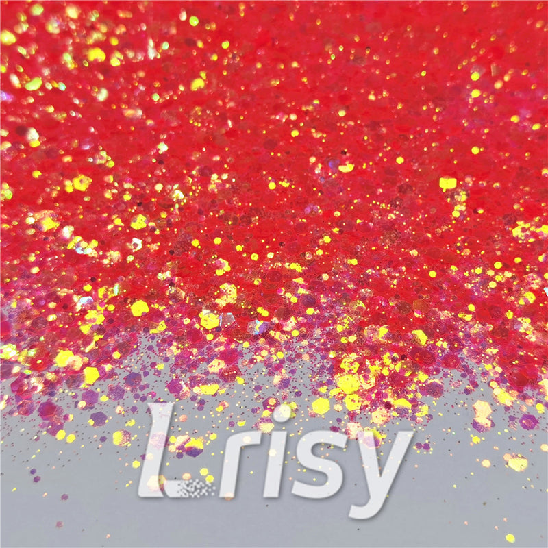 General Mixed Fluorescent Reddish Orange High Brightness Glitter FC334