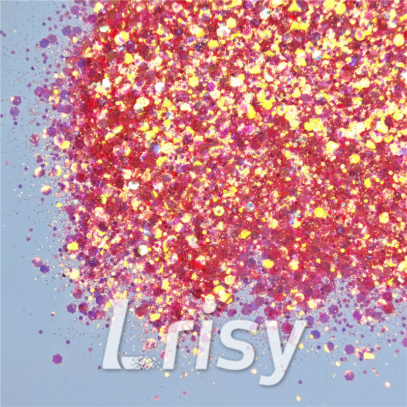 General Mixed Fluorescent Reddish Orange High Brightness Glitter FC334